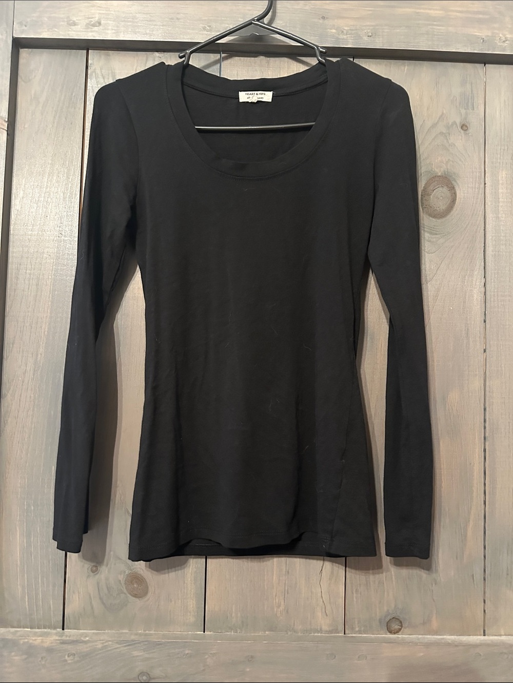 Heart Hips Black Long Sleeve Scoop Neck Top